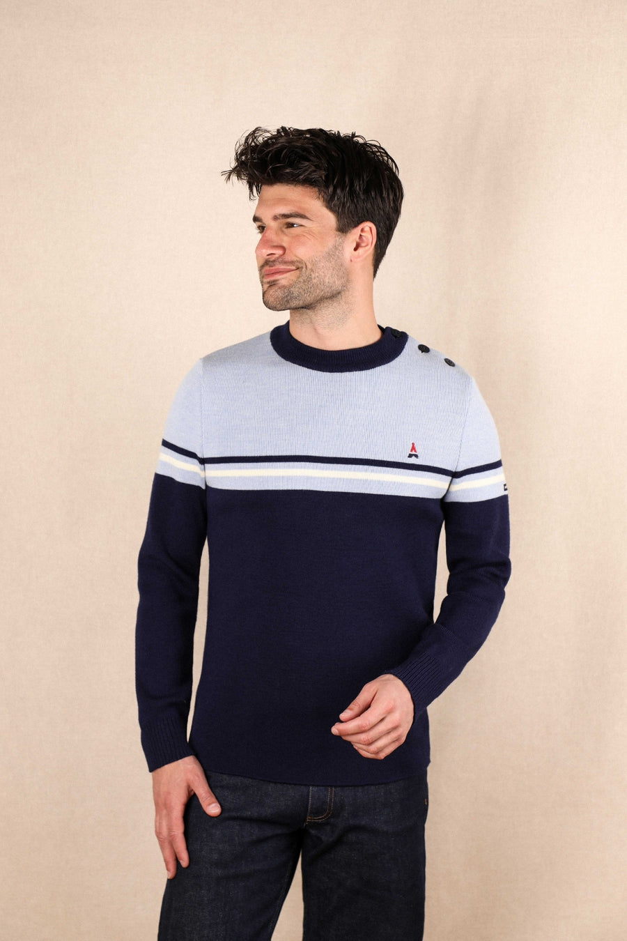 pull brodé homme