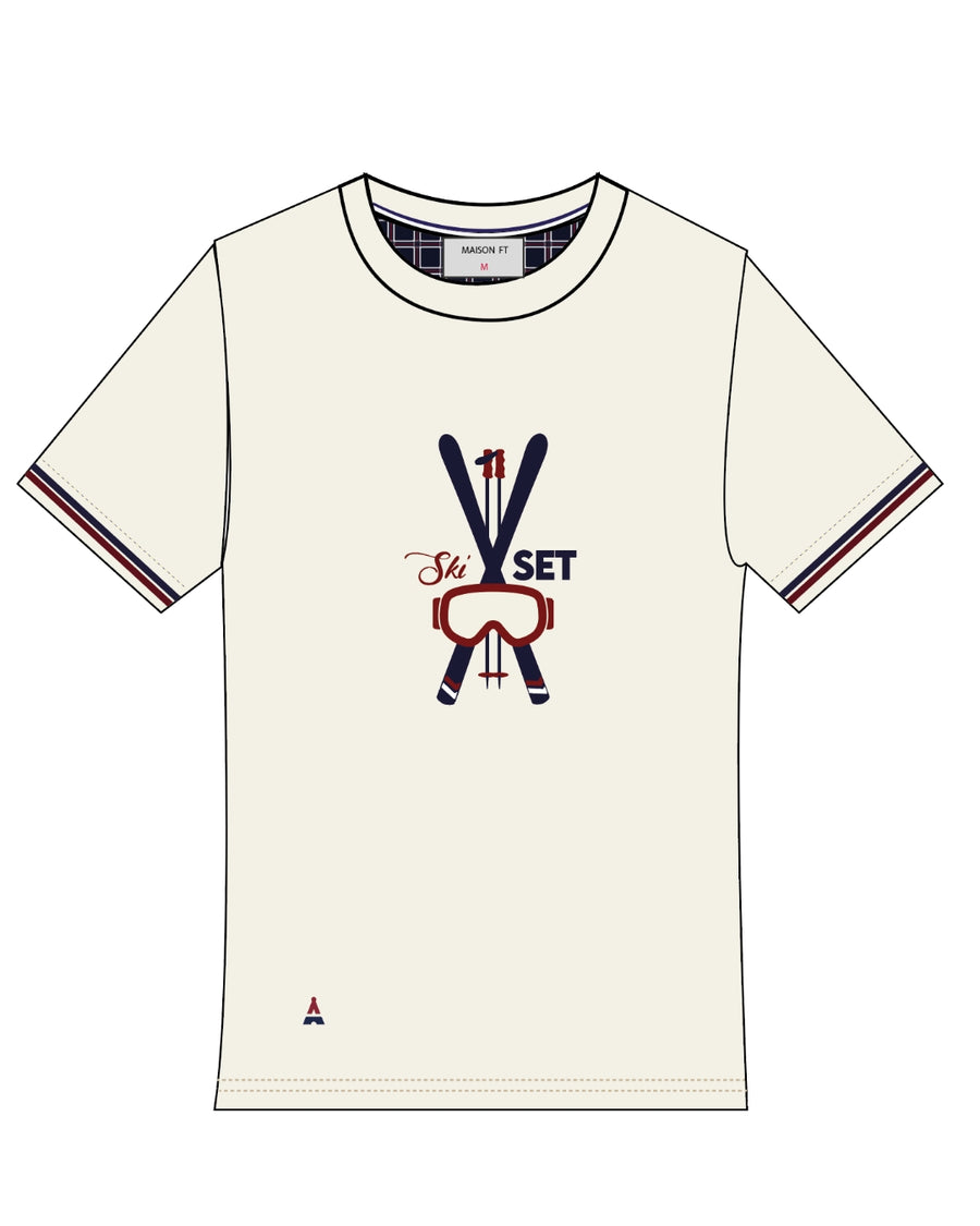 T-SHIRT SKI SET CRÈME | COTON BIO | PRÉCOMMANDE