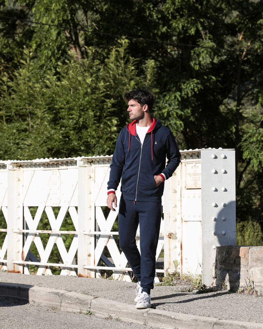 Veste zippée bleue marine