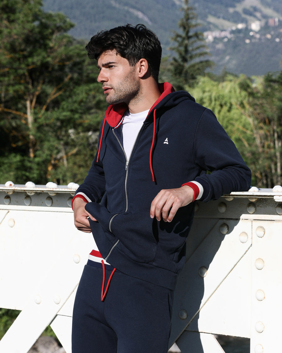 Veste zippée bleue marine