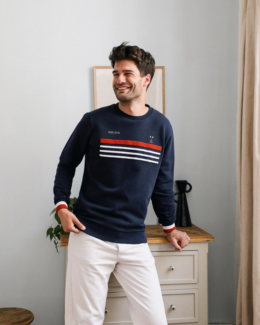 sweatshirt bleu blanc rouge