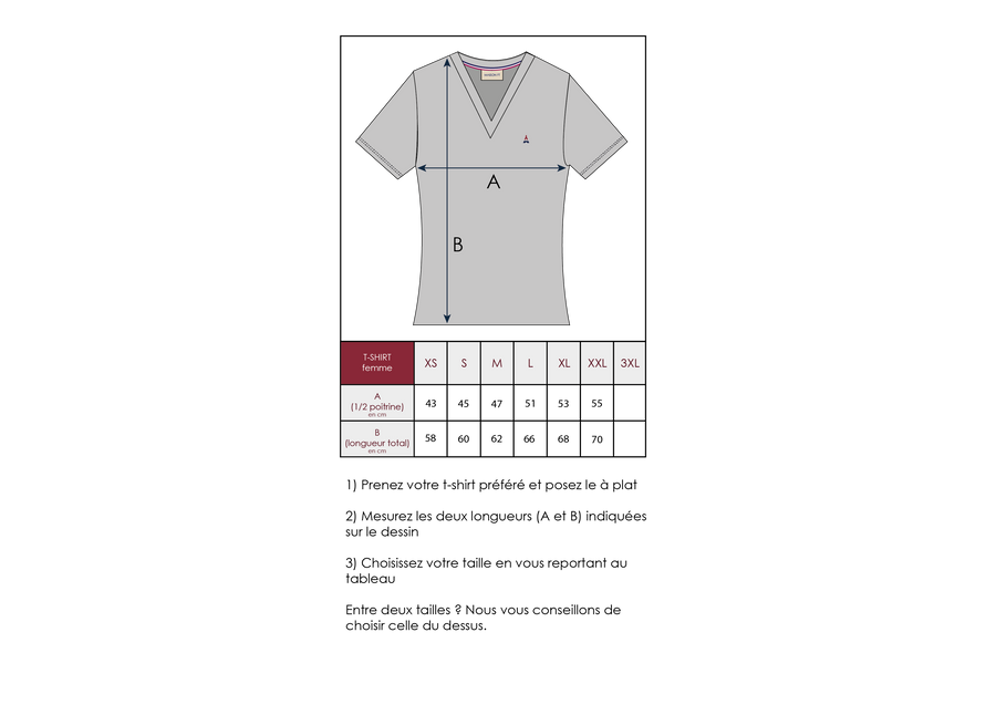 T shirt Femmes Bleu marine col V Coton Bio Maison FT