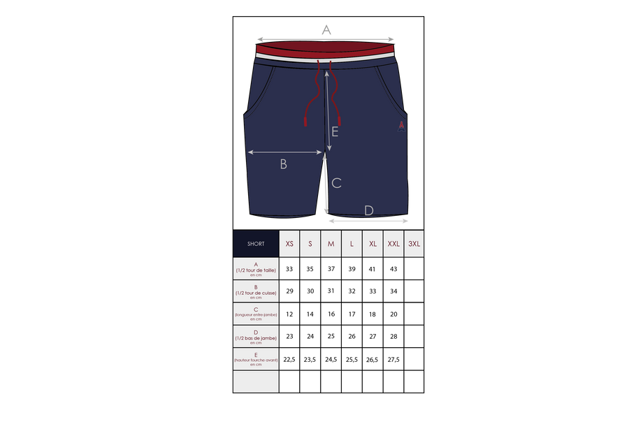 Guide des tailles short Maison FT