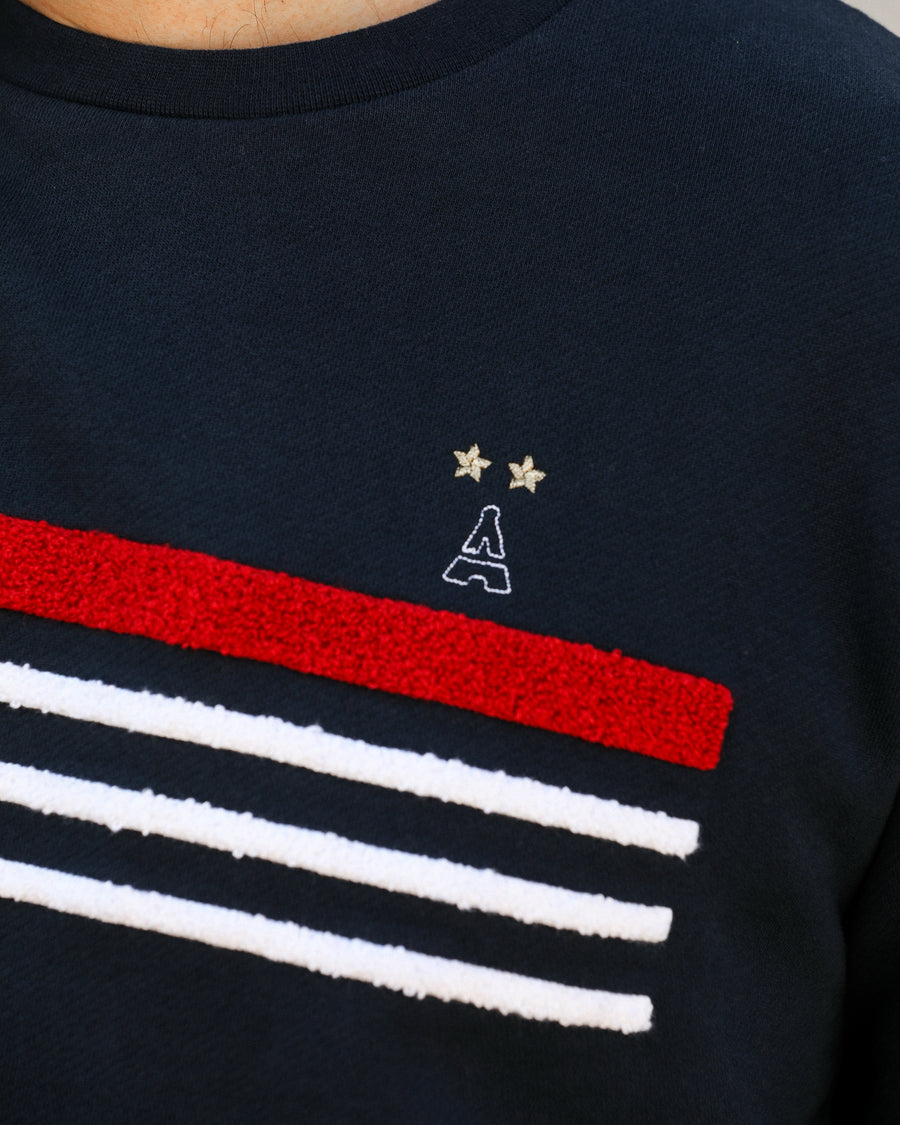 sweatshirt bleu blanc rouge