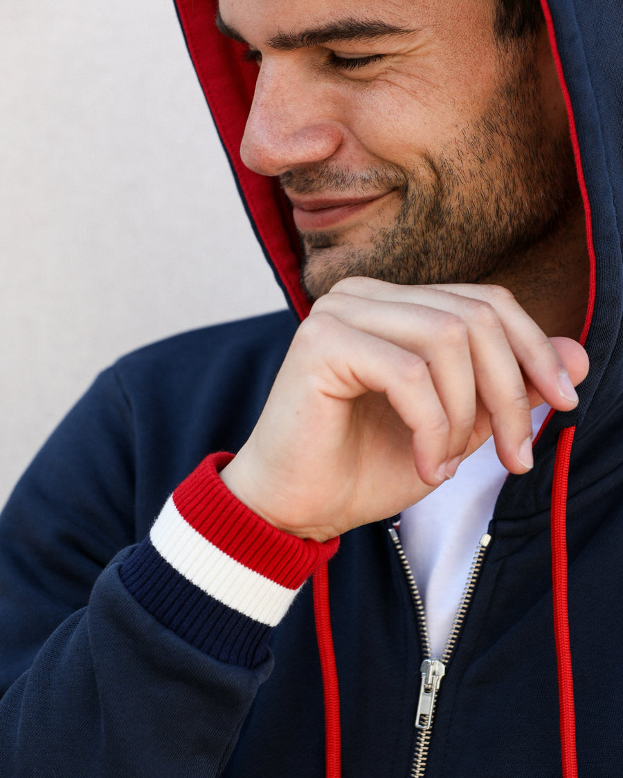 Veste zippée bleue marine