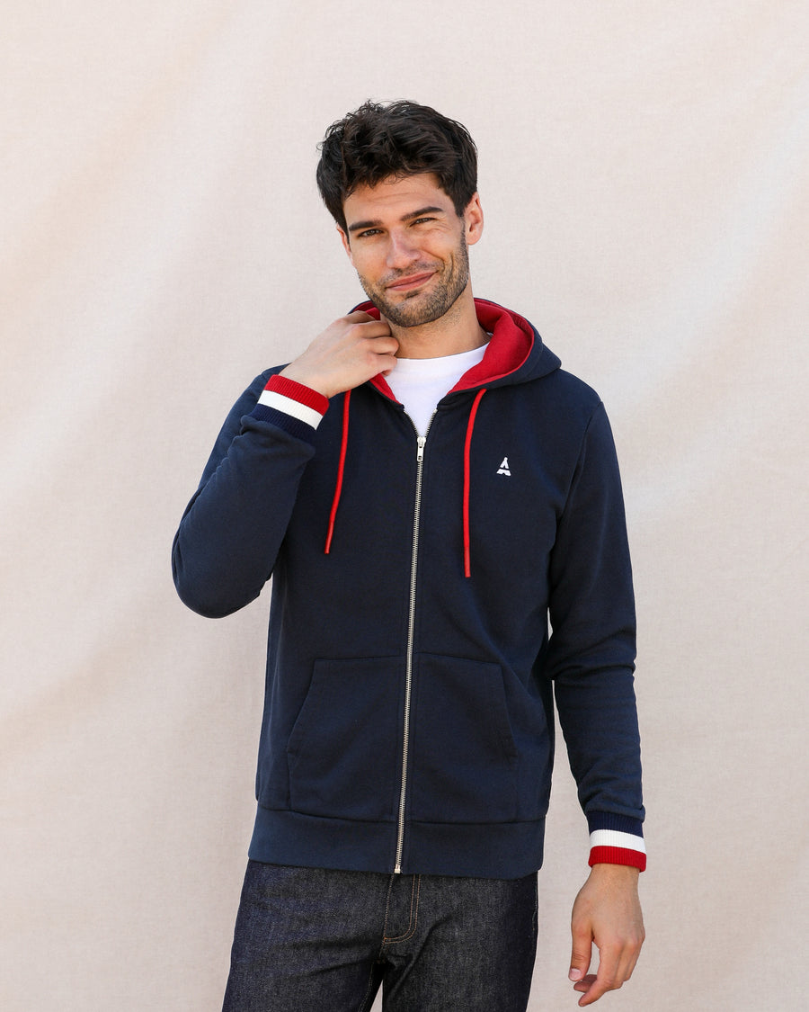 Veste zippée bleue marine