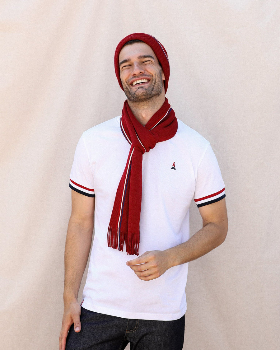 écharpe et bonnet rouge pour homme