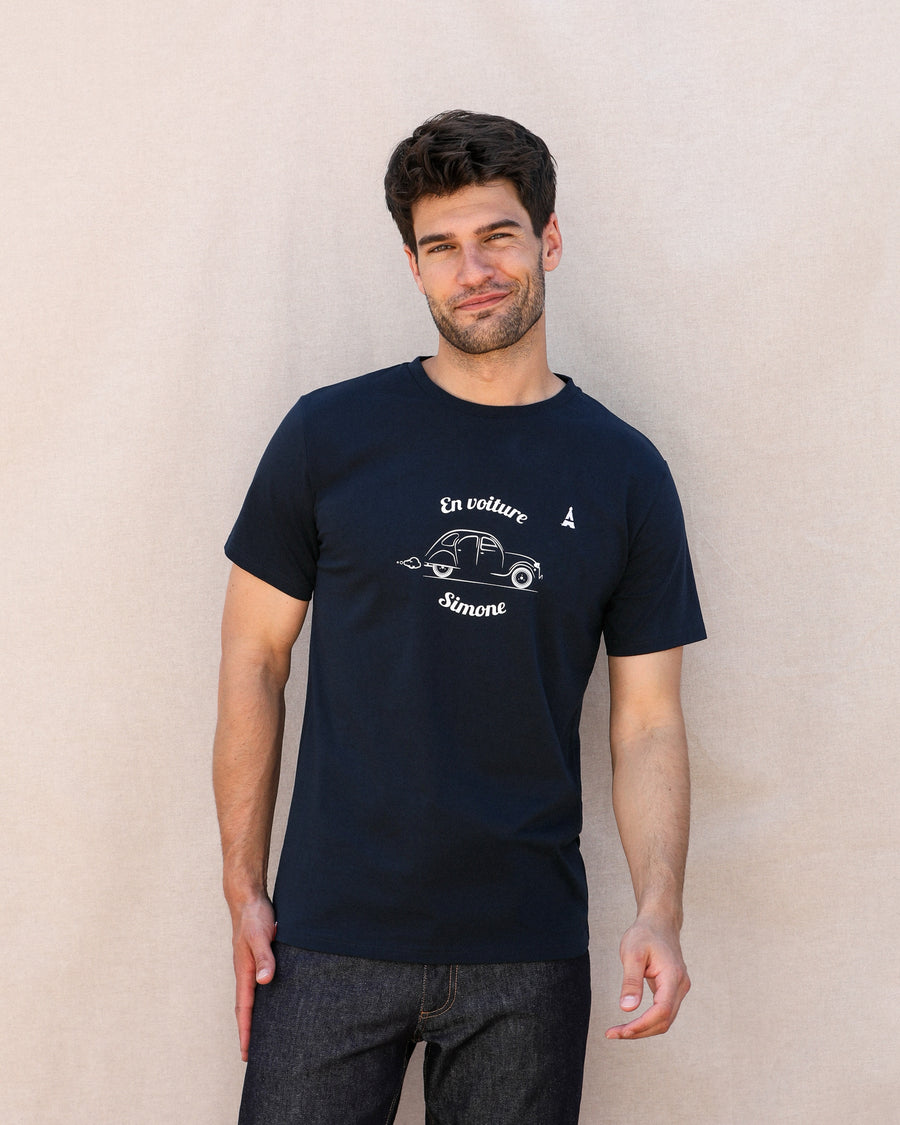 T-SHIRT HOMME EN VOITURE SIMONE BLEU