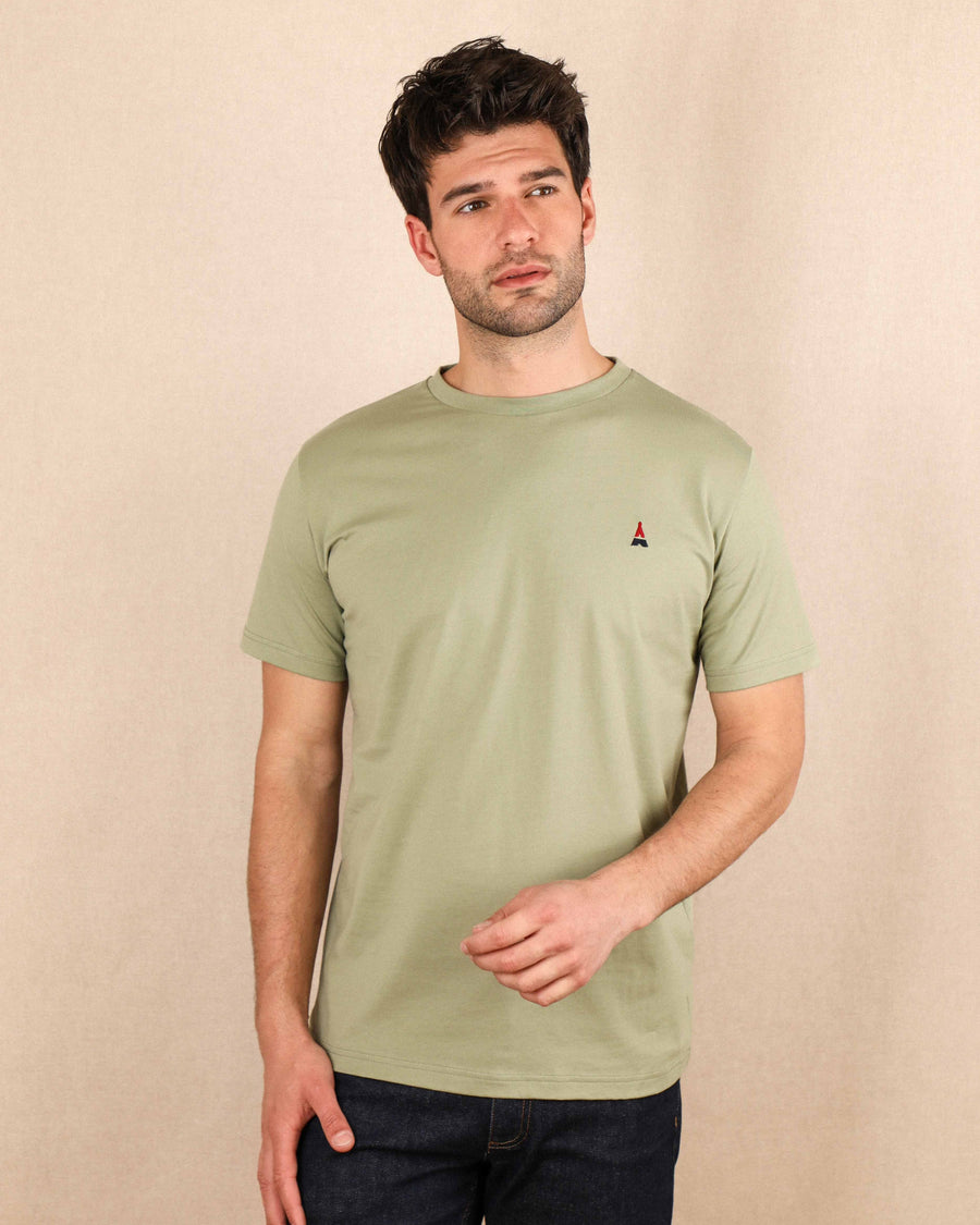 T-SHIRT HOMME VERT SAUGE - COTON BIO - PRÉCOMMANDE