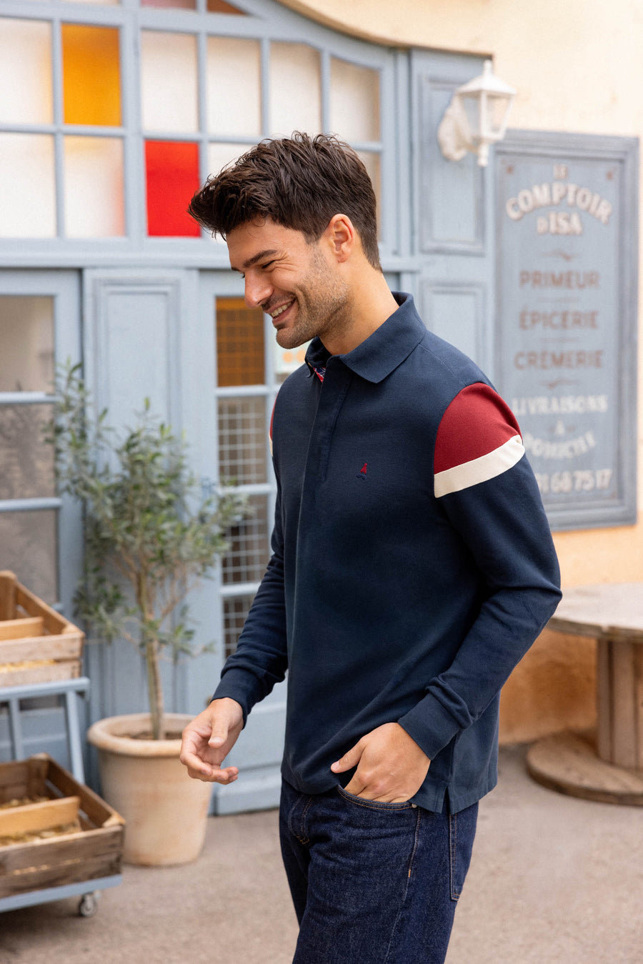 polo_homme_bleu_marine_manche_longue