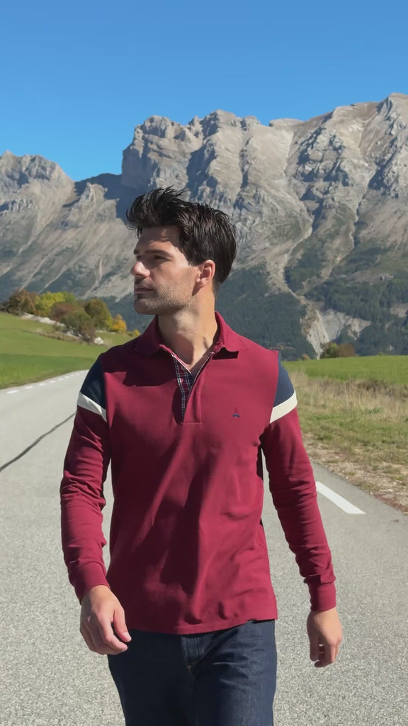 polo homme bordeaux manche longue-maurice-maison ft

