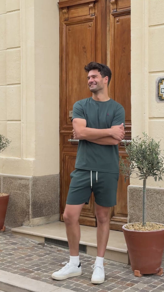 short homme vert coton bio maison ft