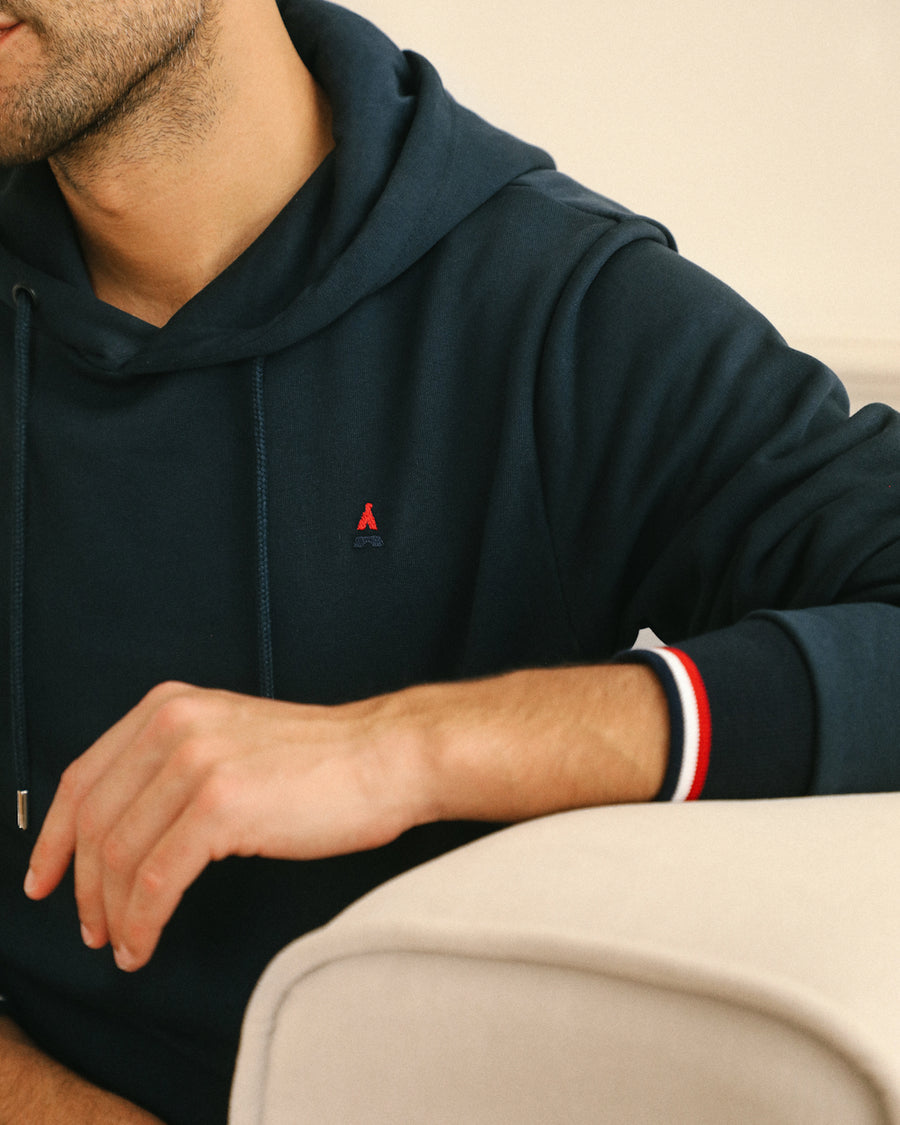 Sweat à capuche bleu