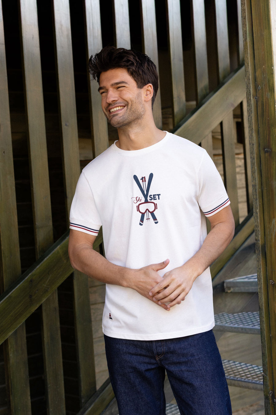 t-shirt homme ski set crème coton bio