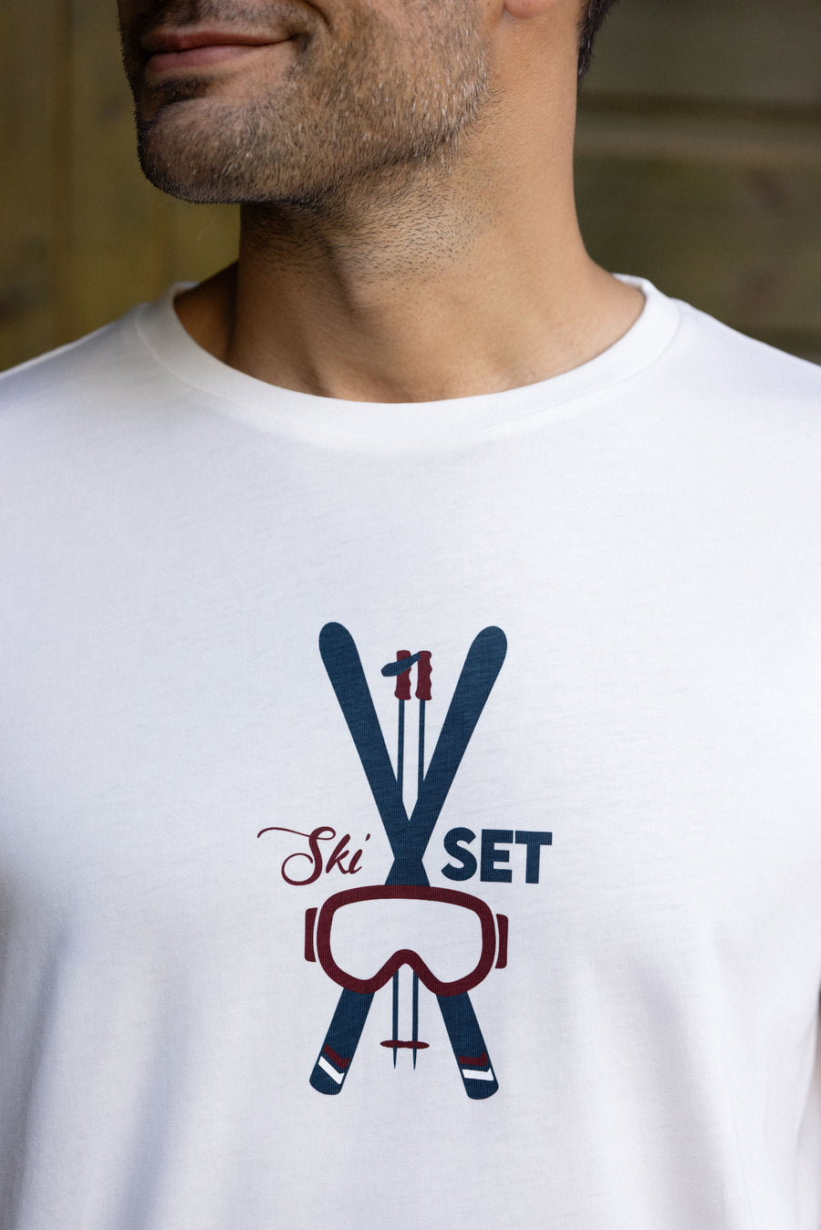 t-shirt homme ski set crème coton bio