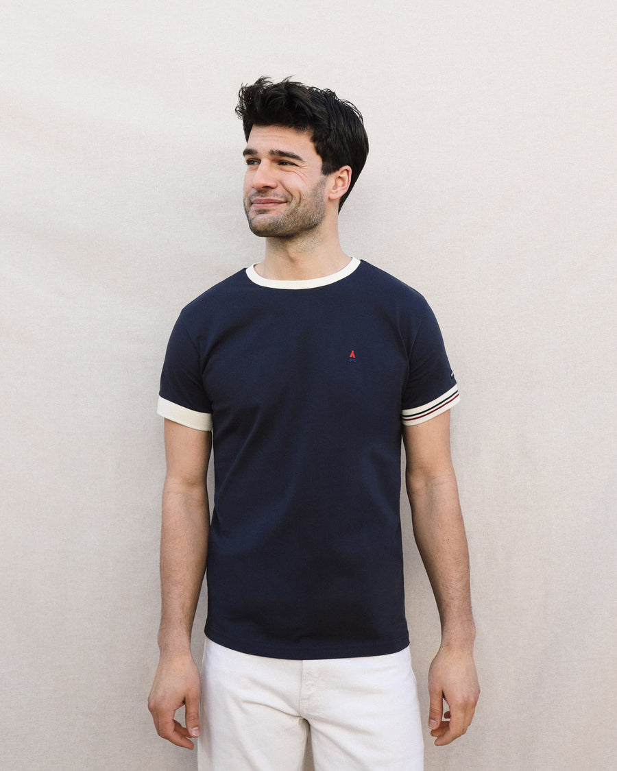 T-SHIRT COTON BIO CONSTANT | BLEU MARINE | MAISON FT X SAINT JAMES