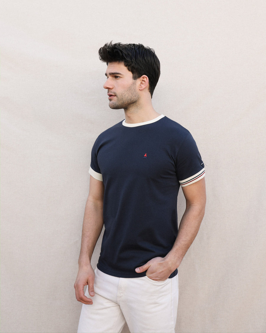 T-SHIRT COTON BIO CONSTANT | BLEU MARINE | MAISON FT X SAINT JAMES