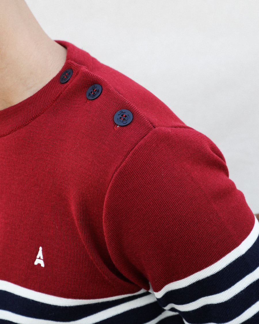 Pull Homme Rouge En Laine Made in France