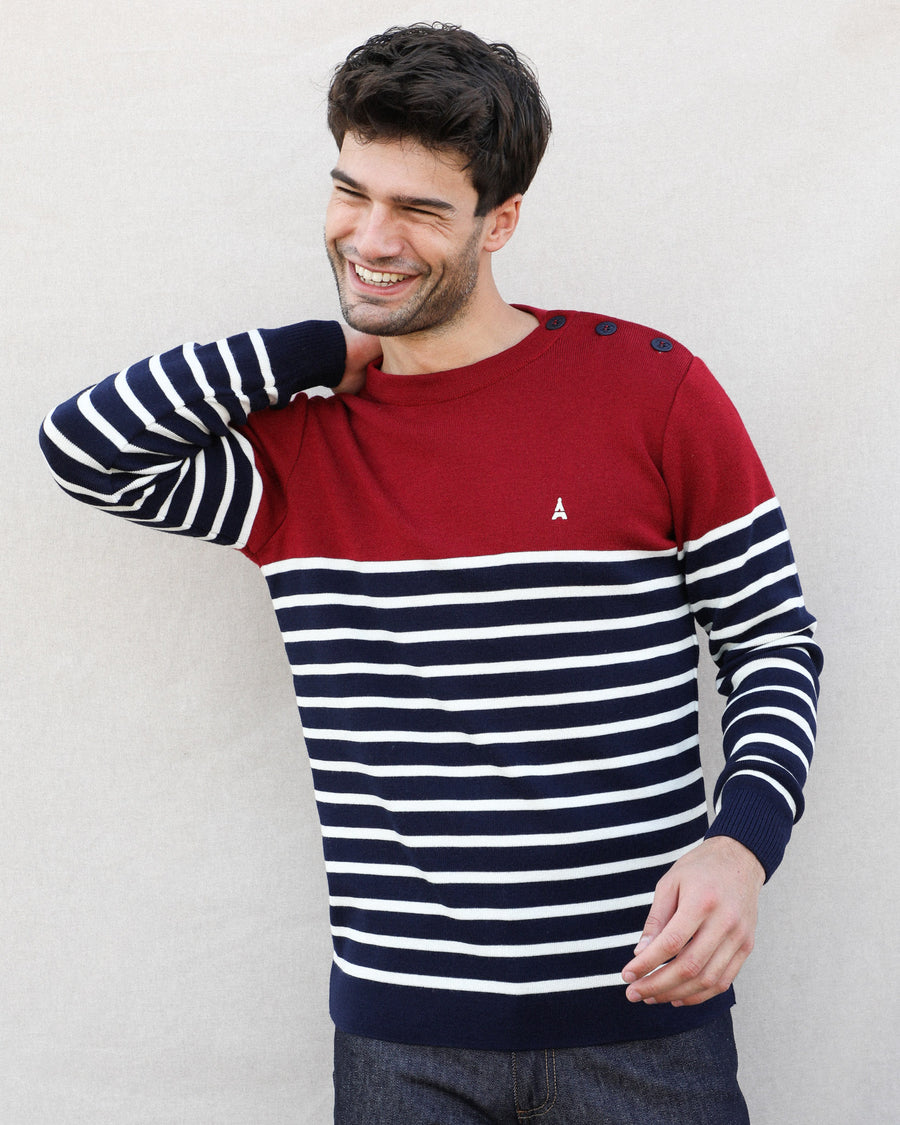 Pull Colin Bordeaux - Made in France