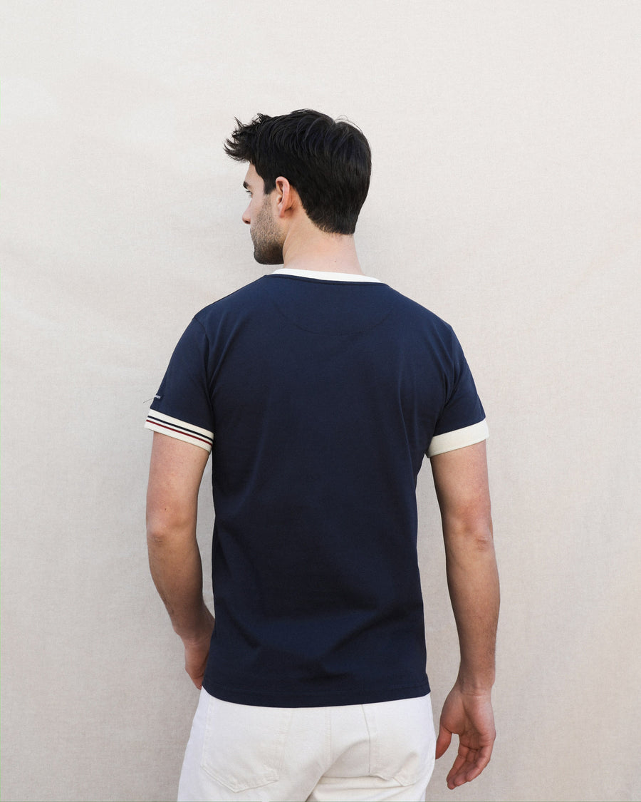 T-SHIRT COTON BIO CONSTANT | BLEU MARINE | MAISON FT X SAINT JAMES