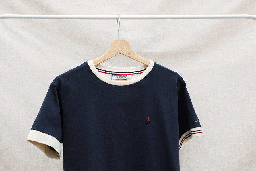 T-SHIRT COTON BIO CONSTANT | BLEU MARINE | MAISON FT X SAINT JAMES