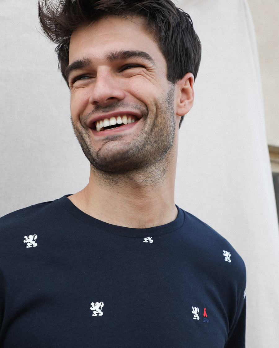 T-SHIRT COTON BIO | LION BLEU MARINE | MAISON FT X VILLE DE LYON