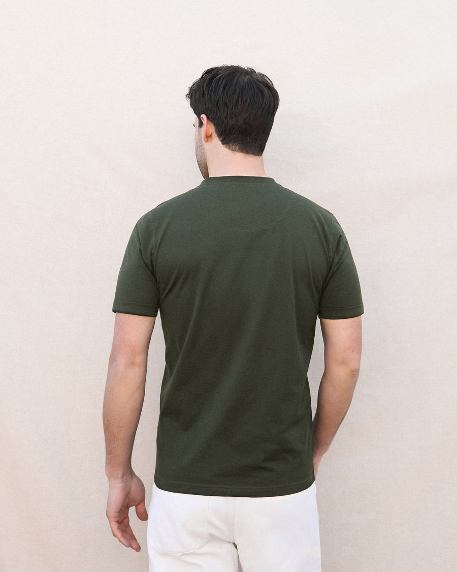 Henley homme coton vert