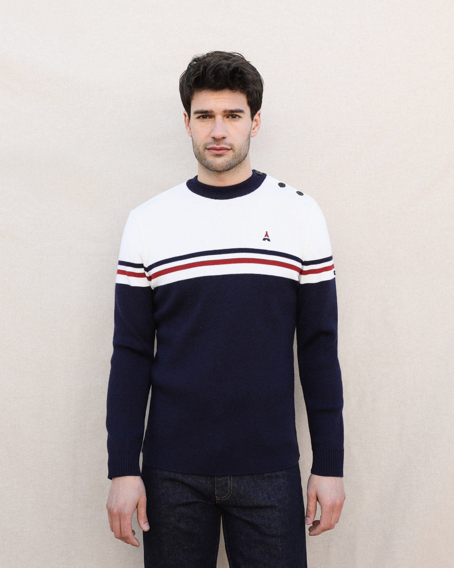 pull en laine blanc pour homme