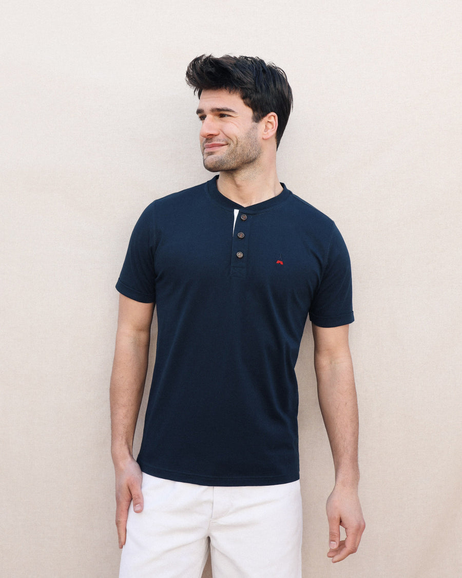 HENLEY HOMME COTON BIO | CLOVIS | BLEU