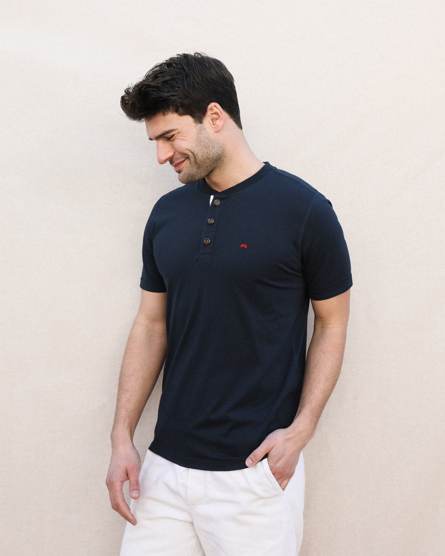 HENLEY HOMME COTON BIO | CLOVIS | BLEU