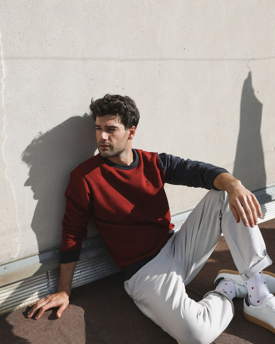 Sweatshirt coton bio bordeaux