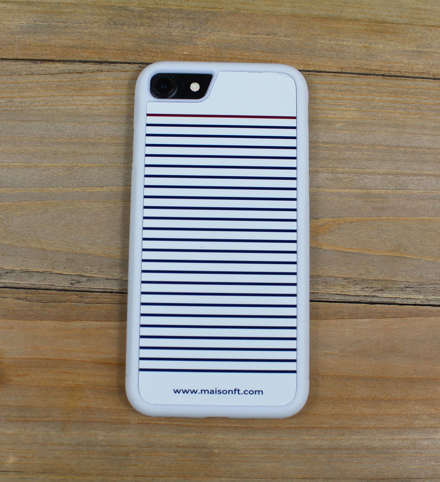 Coque iPhone Marinière Blanche - Made in France Coque d'Iphone - Maison FT made in France ou Bio