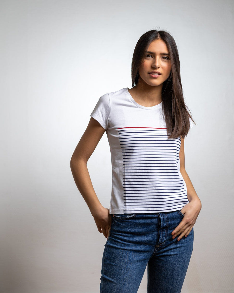 T-SHIRT FEMME Marinière - COTON BIO T-shirt femme bio - Maison FT made in France ou Bio