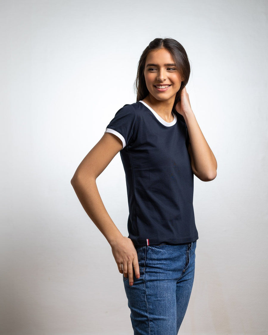 T-SHIRT FEMME Bleu Marine - COTON BIO T-shirt femme bio - Maison FT made in France ou Bio