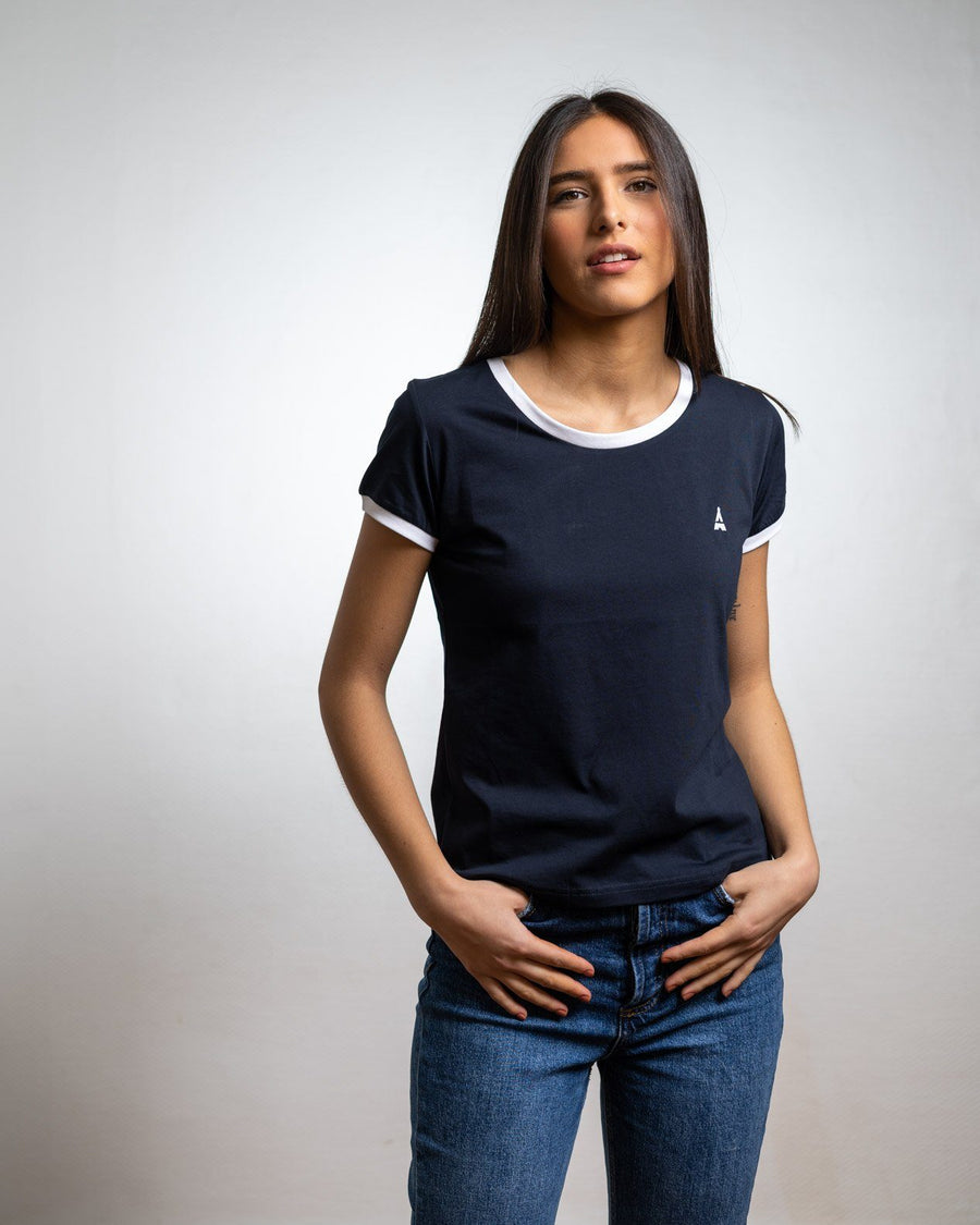 T-SHIRT FEMME Bleu Marine - COTON BIO T-shirt femme bio - Maison FT made in France ou Bio