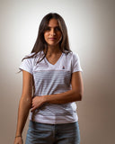 T-SHIRT Femme Marinière col V - Coton Bio