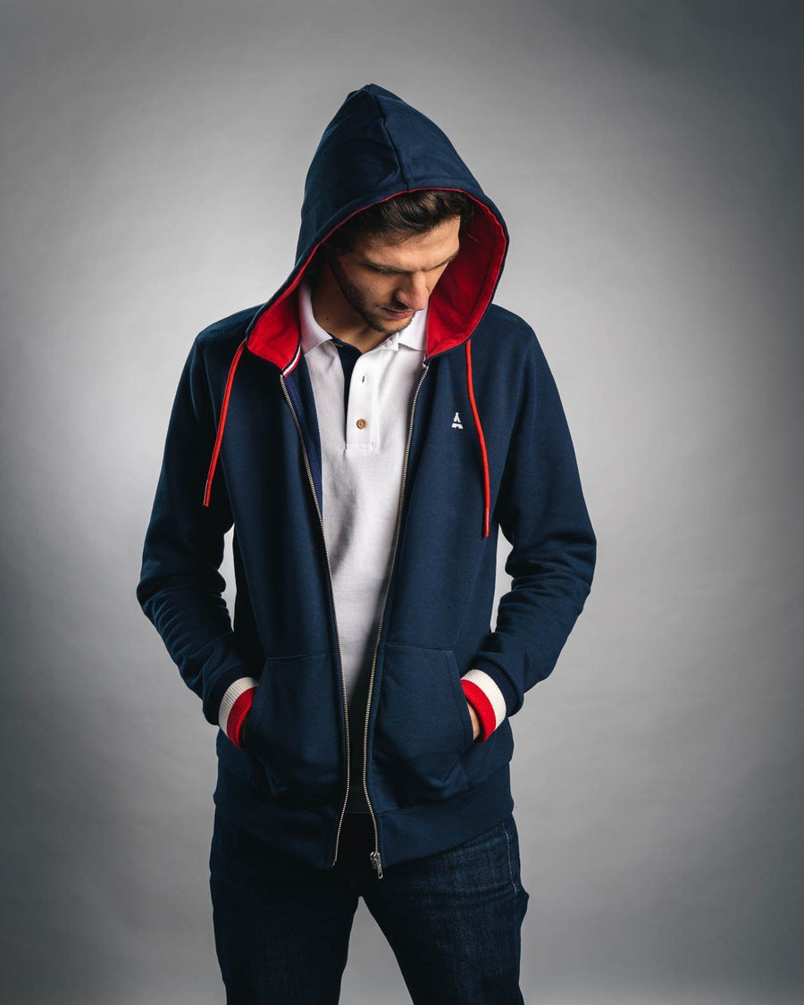 Veste zippée bleue marine