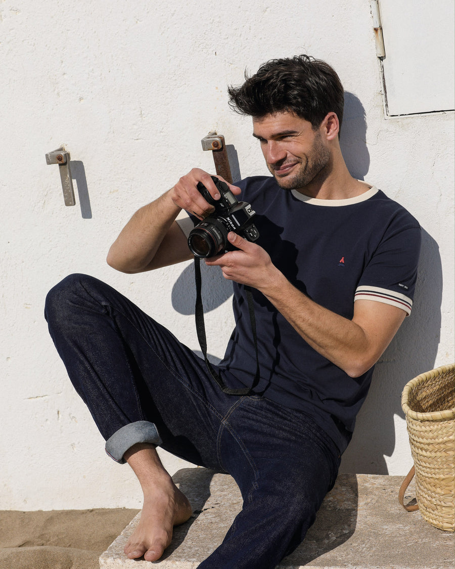 T-SHIRT COTON BIO CONSTANT | BLEU MARINE | MAISON FT X SAINT JAMES