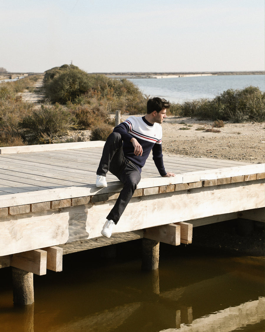 pull en laine blanc pour homme