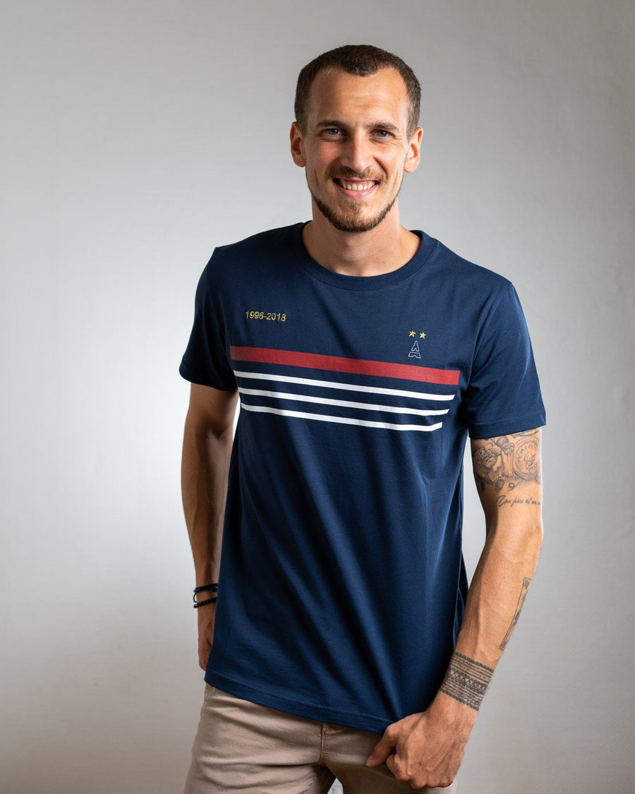t-shirt bleu homme foot