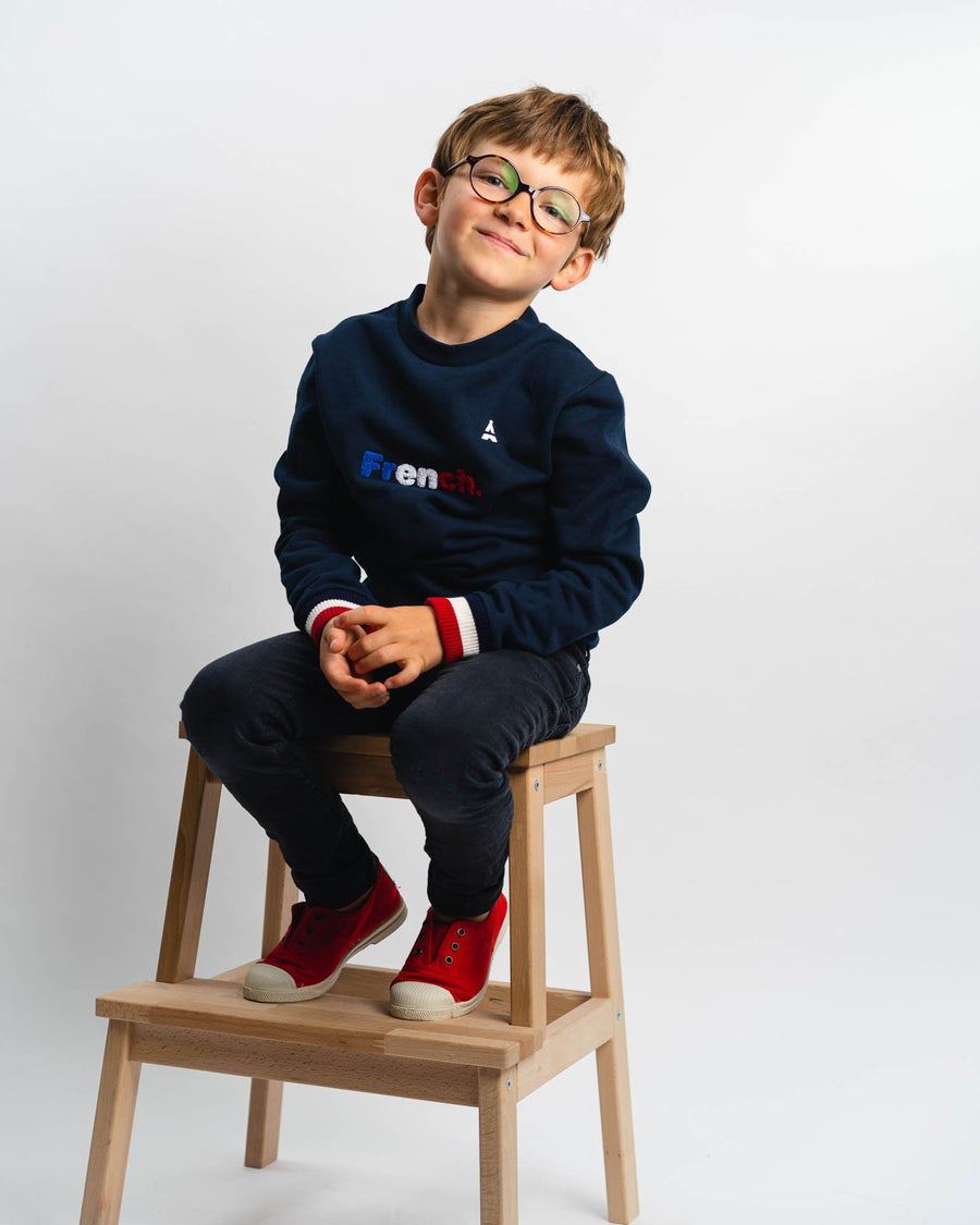 Sweatshirt bleu blanc rouge enfant