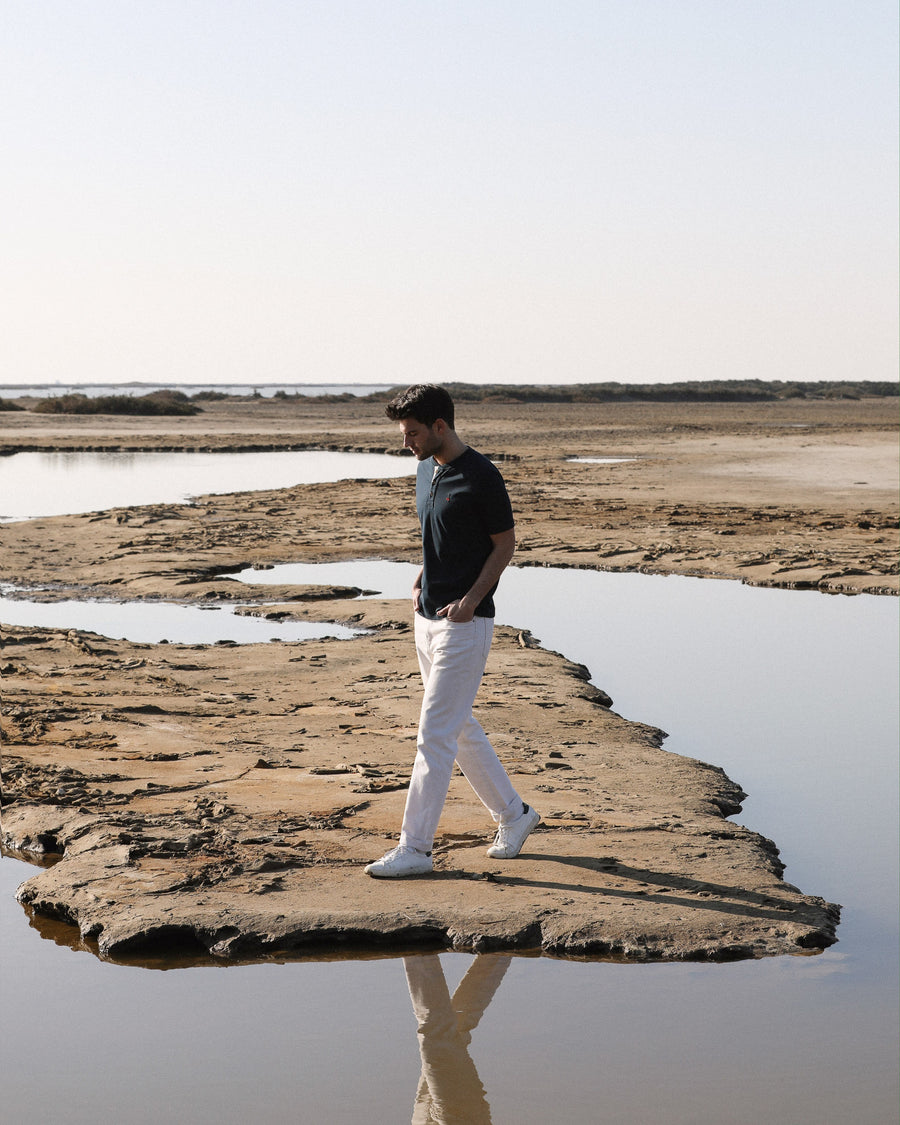 Henley pour homme bleu